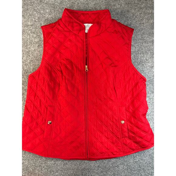Croft & Barrow red quilted vest with gold zipper / accents pocketsPS PXL NWT - Picture 1 of 6